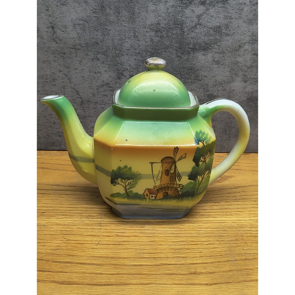 Vintage Hand Painted Teapot Windmill Made in Japan